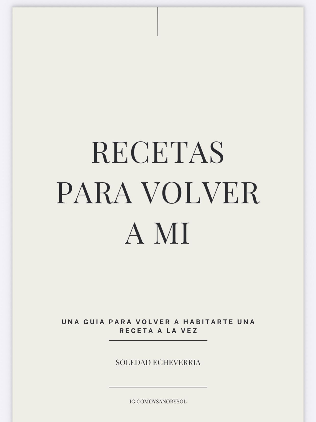 Portada Recetas para volver a mí